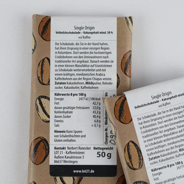 Vollmilchschokolade mit Kaffee