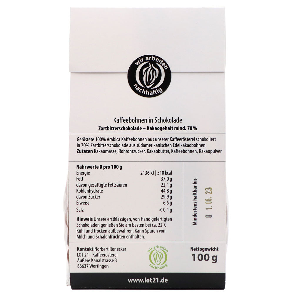 Schokolierde Kaffeebohnen