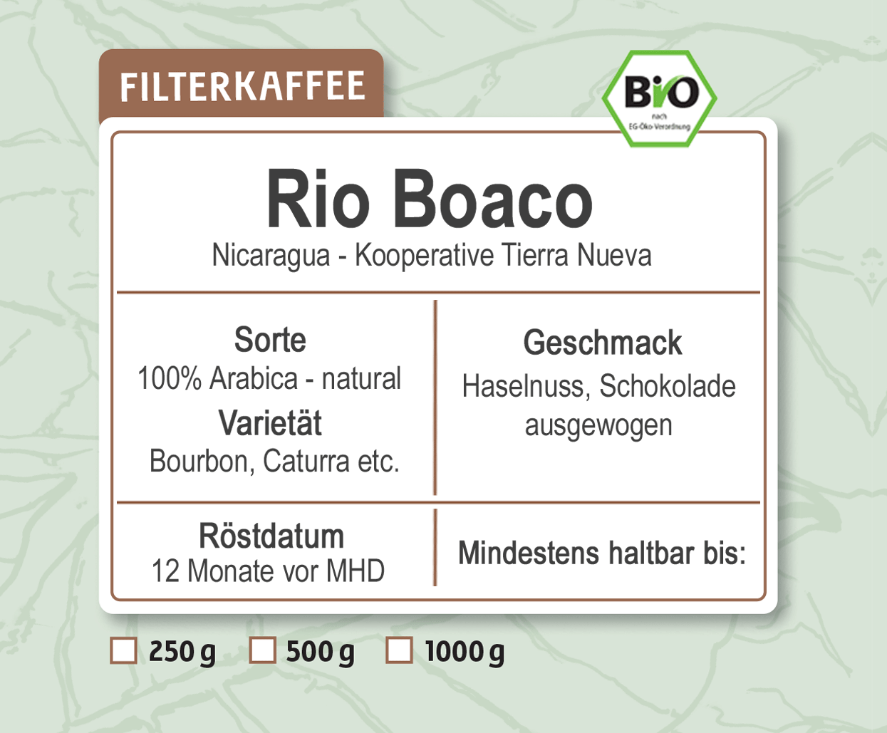 Filterkaffee RIO BOACO (BIO)